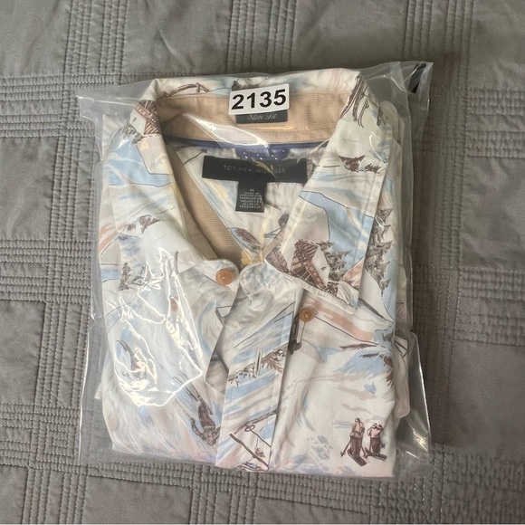 Tommy Hilfiger Slim Fit Ski Print Long Sleeve Button Up Shirt Mens Size Medium - Picture 11 of 11